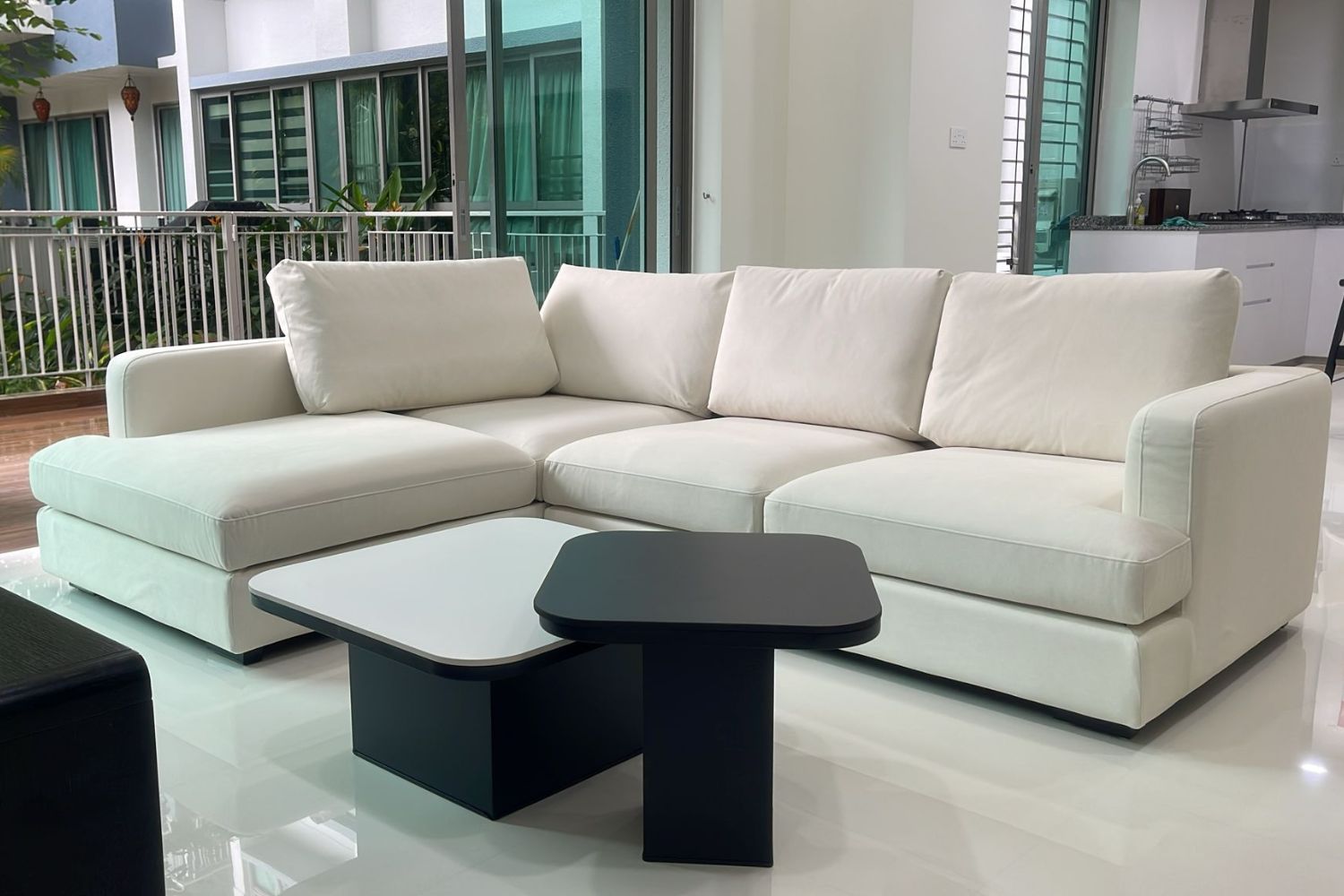 Crescent 260cm White (Furla 01) Pet Friendly Fabric Sectional Sofa Reenie Ho | Jul 25
