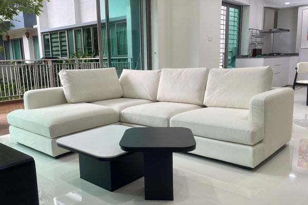 Crescent 260cm White (Furla 01) Pet Friendly Fabric Sectional Sofa Reenie Ho | Jul 25