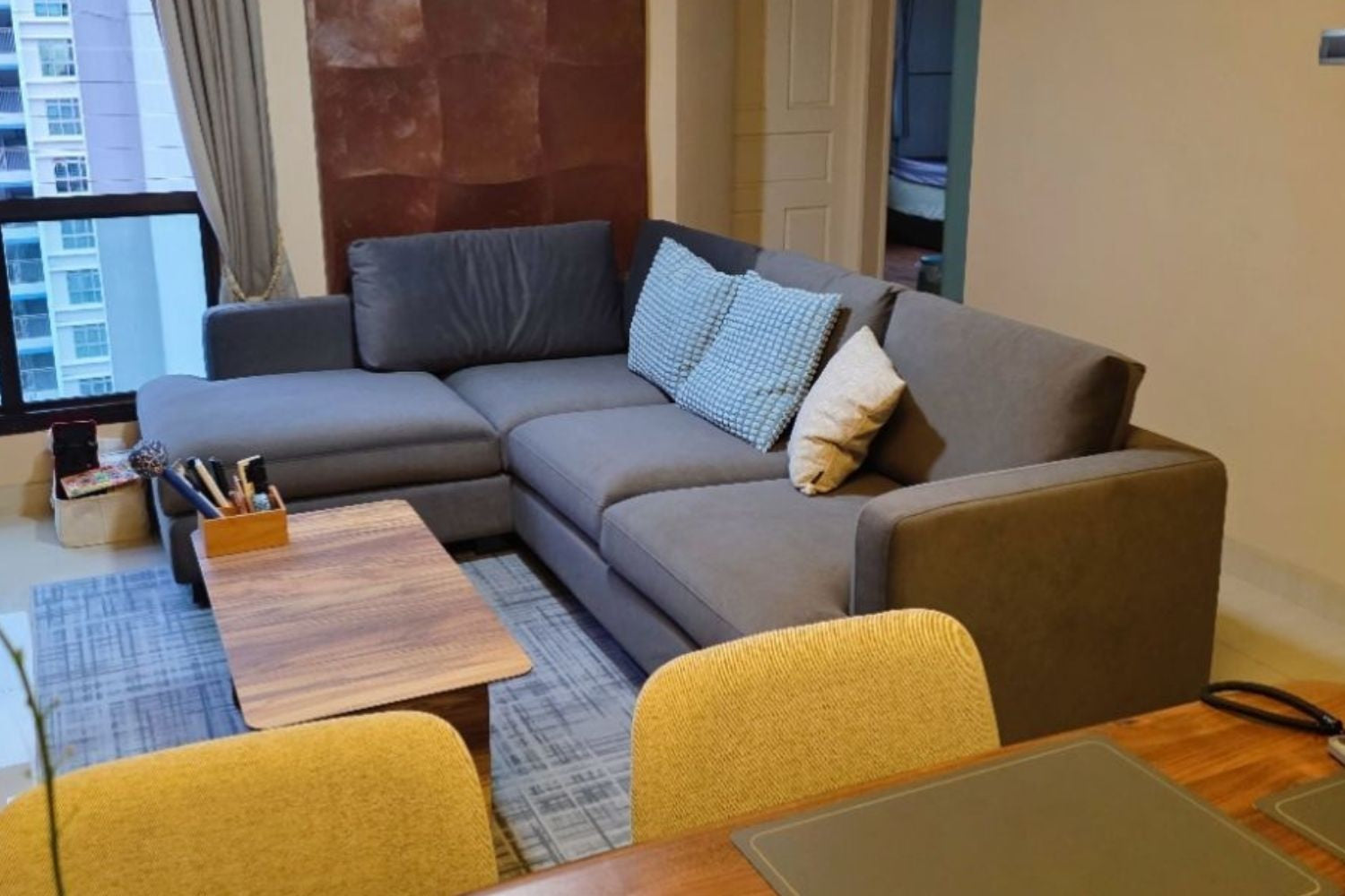 Crescent 260cm Dark Grey (Furla 98) Pet Friendly Fabric Sectional Sofa Seoh Eng Keong | Oct 25