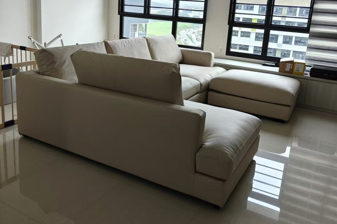 Crescent 280cm Beige (Dias-04) Faux Leather Sectional Sofa Amelia | Nov 24