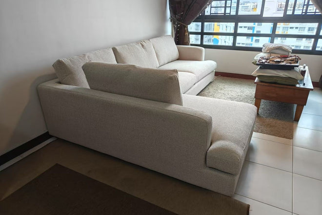 Crescent 280cm Light Grey Fabric Sectional Sofa Tatyana | Dec 24