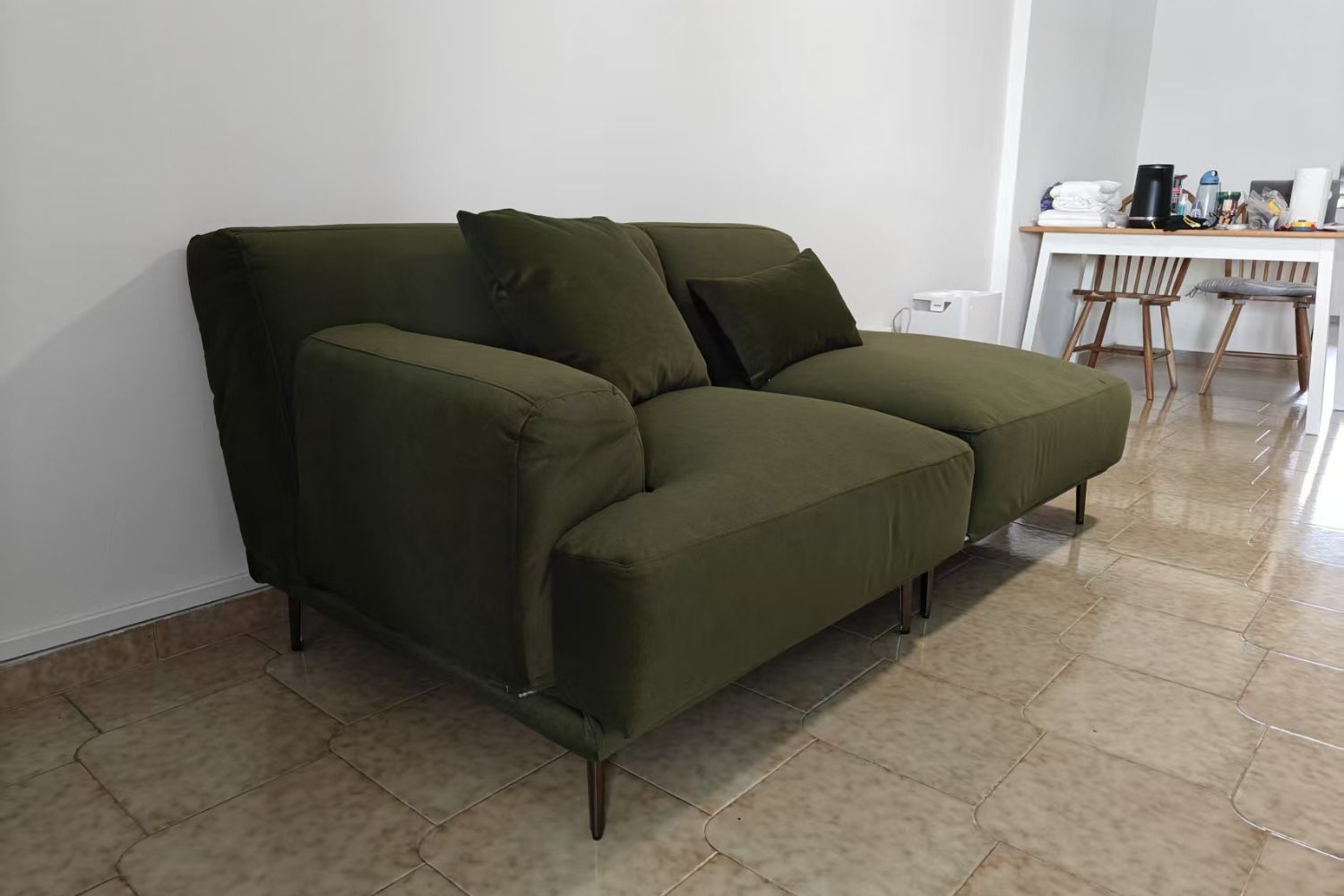 Crystal 2 seater green pet friendly fabric sofa