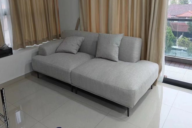 Crystal 195cm Grey Fabric One Arm Sofa Mink | Aug 24