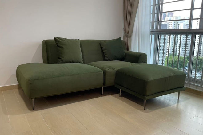 Crystal 200cm Green (Furla 63) Fabric One Arm Sofa and Ottoman Samuel | Dec 24