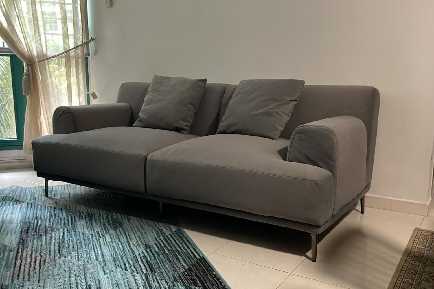 Crystal 3 seater dark grey pet friendly fabric sofa