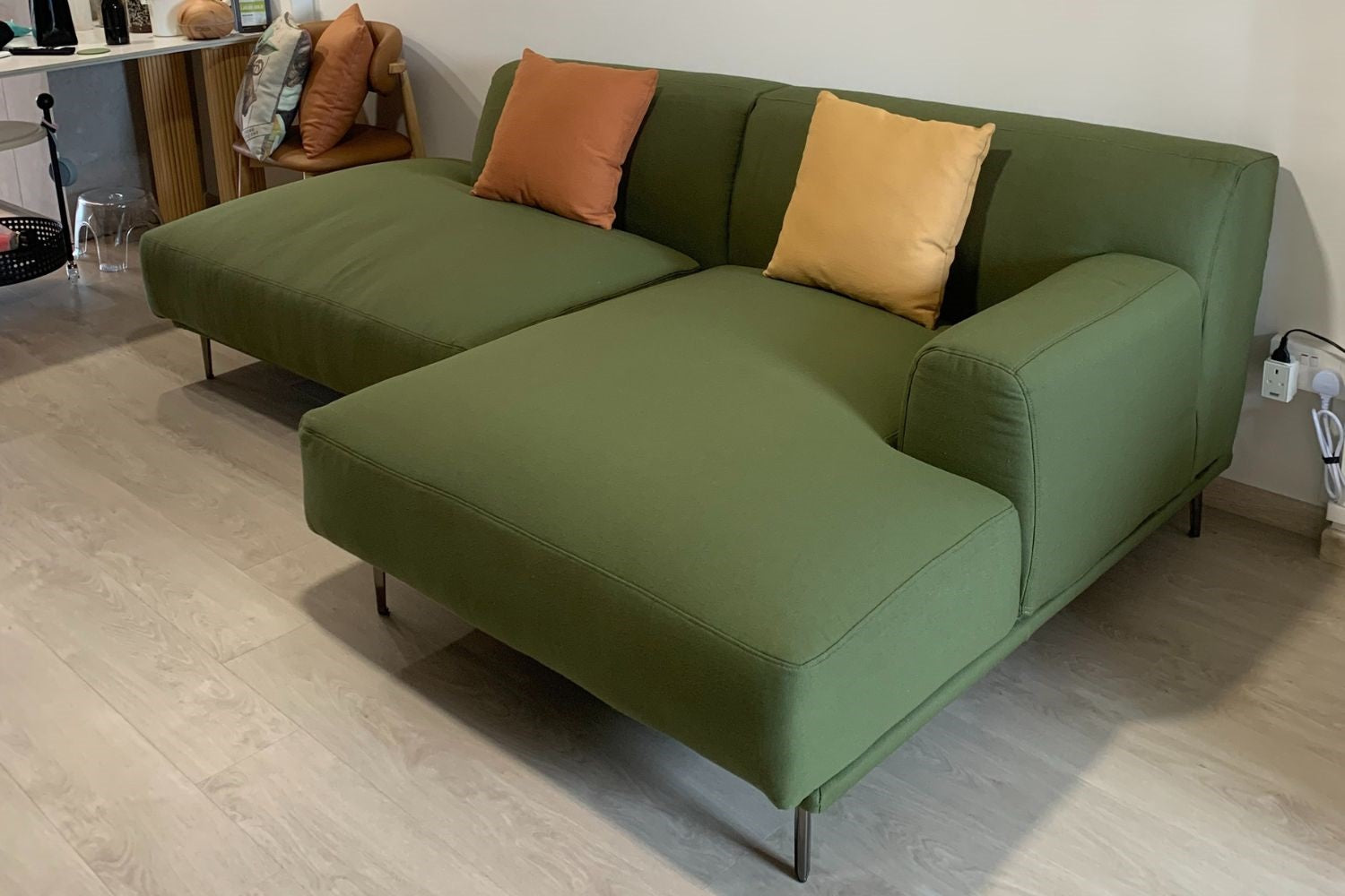 Crystal 3 seater green l shape sectional sofa