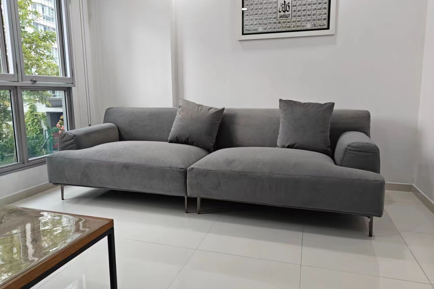 Crystal 240cm Grey Fabric Sofa Haidar | Sep 24