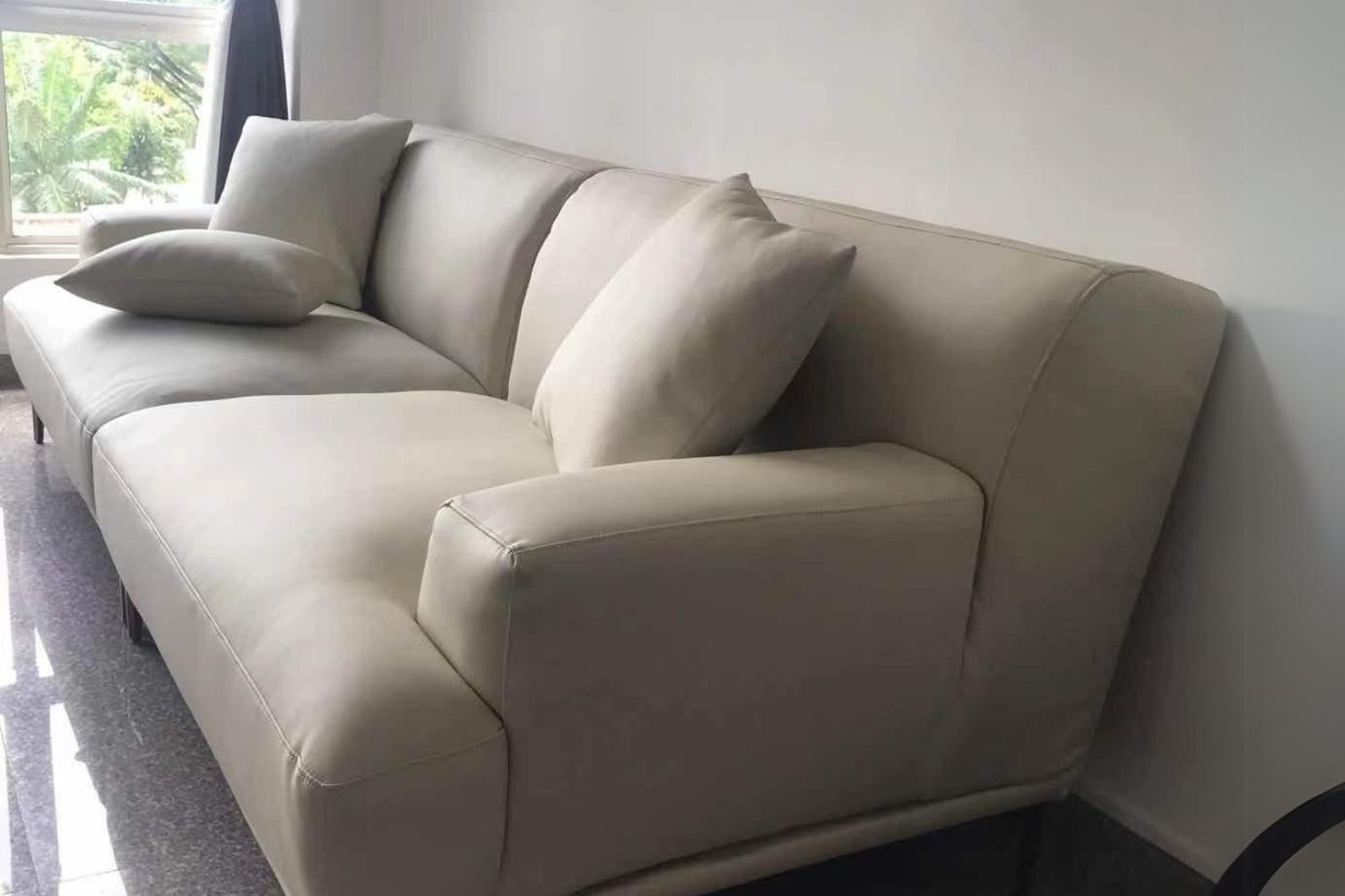 Crystal 240cm white pet friendly leather sofa