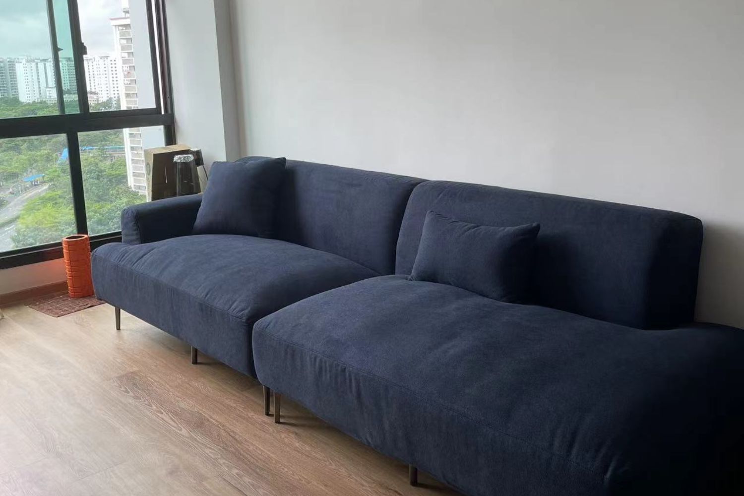 Crystal 280cm Blue Fabric One Arm Sofa Kenneth | Aug 24