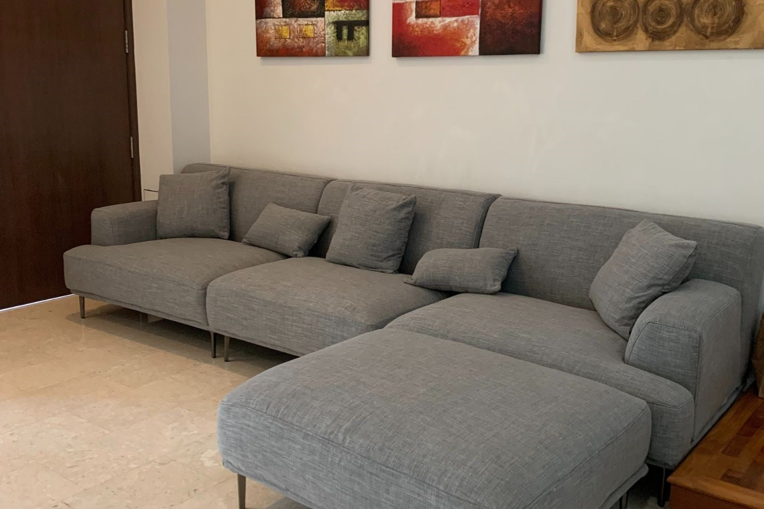 Crystal 330cm Dark Grey (Toby-94) Fabric Sofa + Ottoman Meng Kuan | May 24