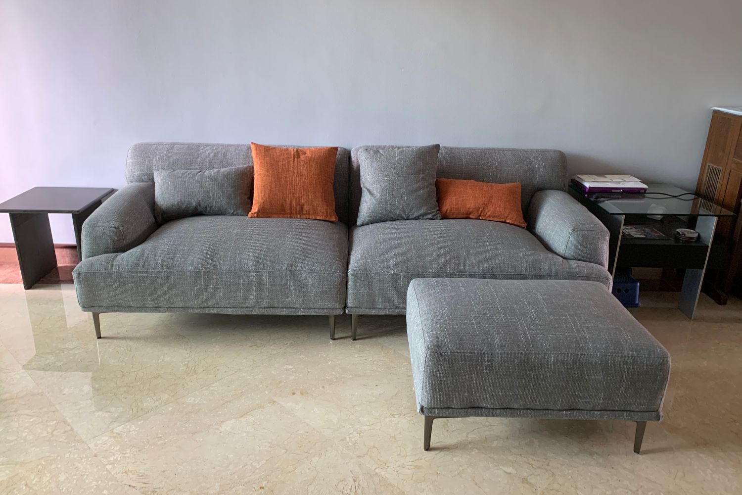 Crystal 230cm Dark Grey Fabric Sofa (Reda-92) + Ottoman Michele | Jan 24