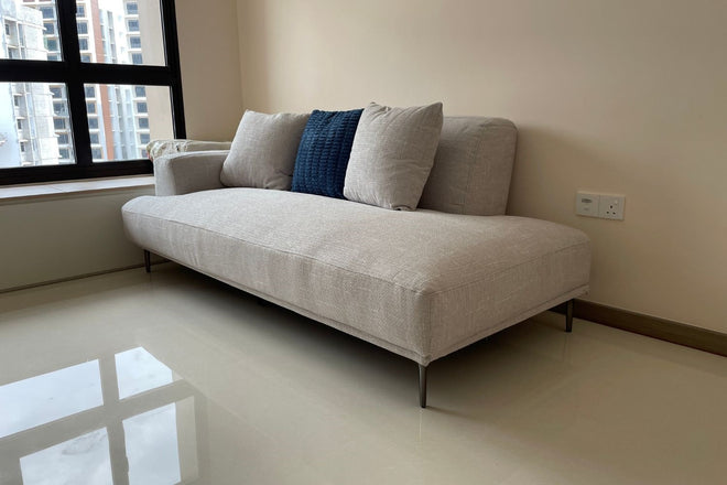 Crystal 200cm Grey Fabric One Arm Sofa Elise | Feb 24