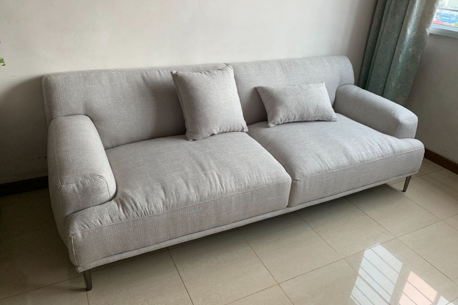 Crystal grey fabric sofa 2.1m