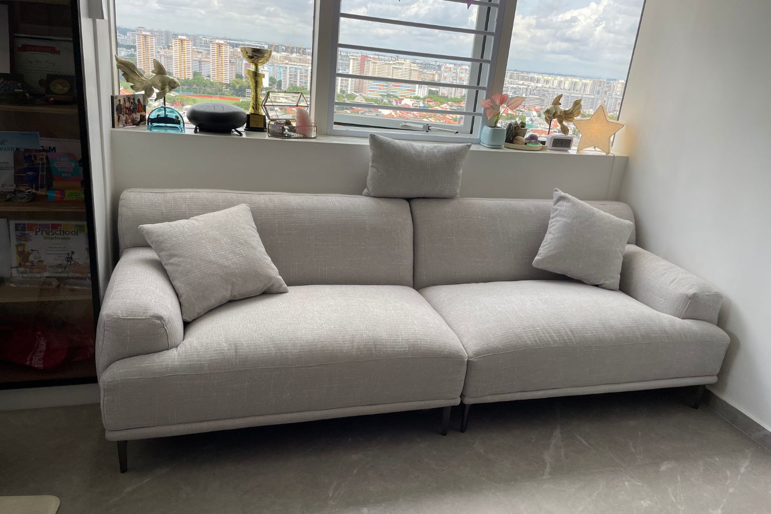 Crystal grey fabric sofa 240cm 