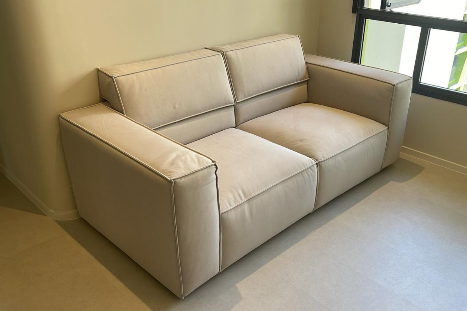 Cubix 2 seater beige easy clean fabric adjustable backrest sofa