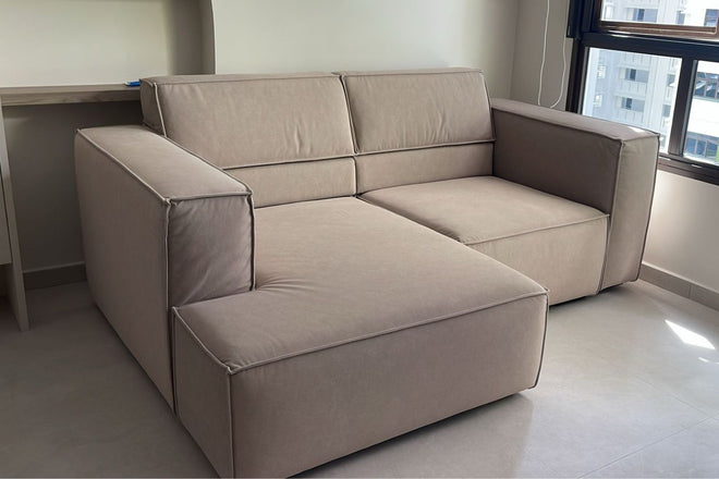 Cubix 200cm Brown Adjustable Backrest Fabric L Shape Sectional Sofa Norman | Aug 25