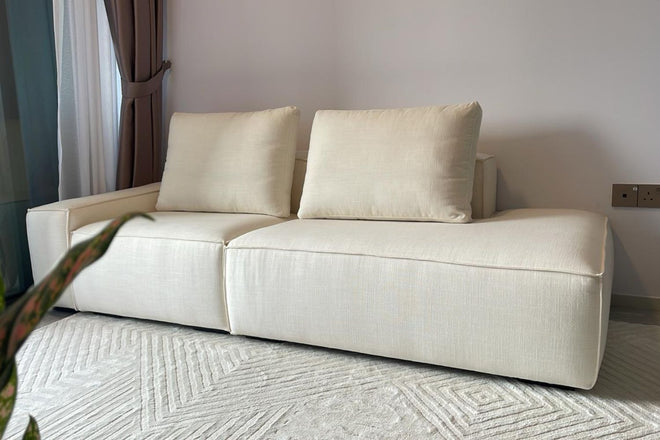 Cubix 220cm one arm sofa beige (Toby 01) fabric sofa Quentin Duvivier | Jul 25