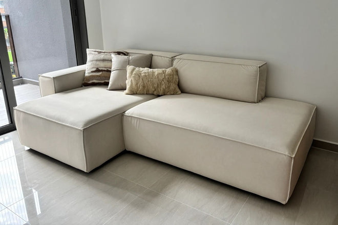 Cubix 240cm White Fabric L Shape Sectional Sofa Tammy | Oct 25