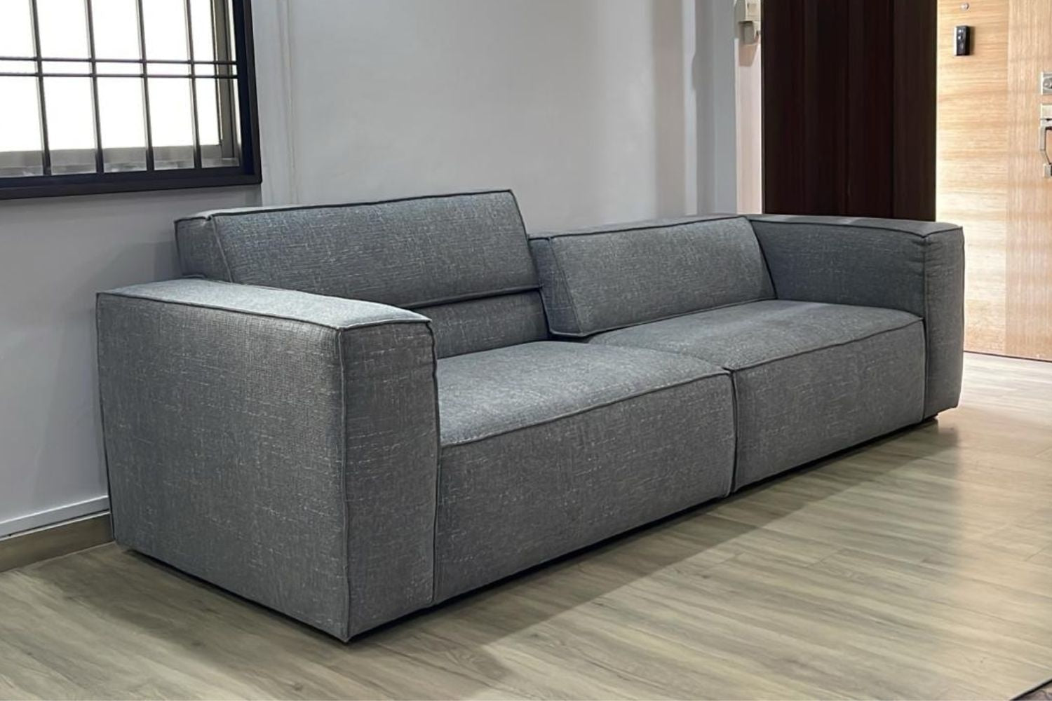 Cubix 4 seater dark grey fabric sofa