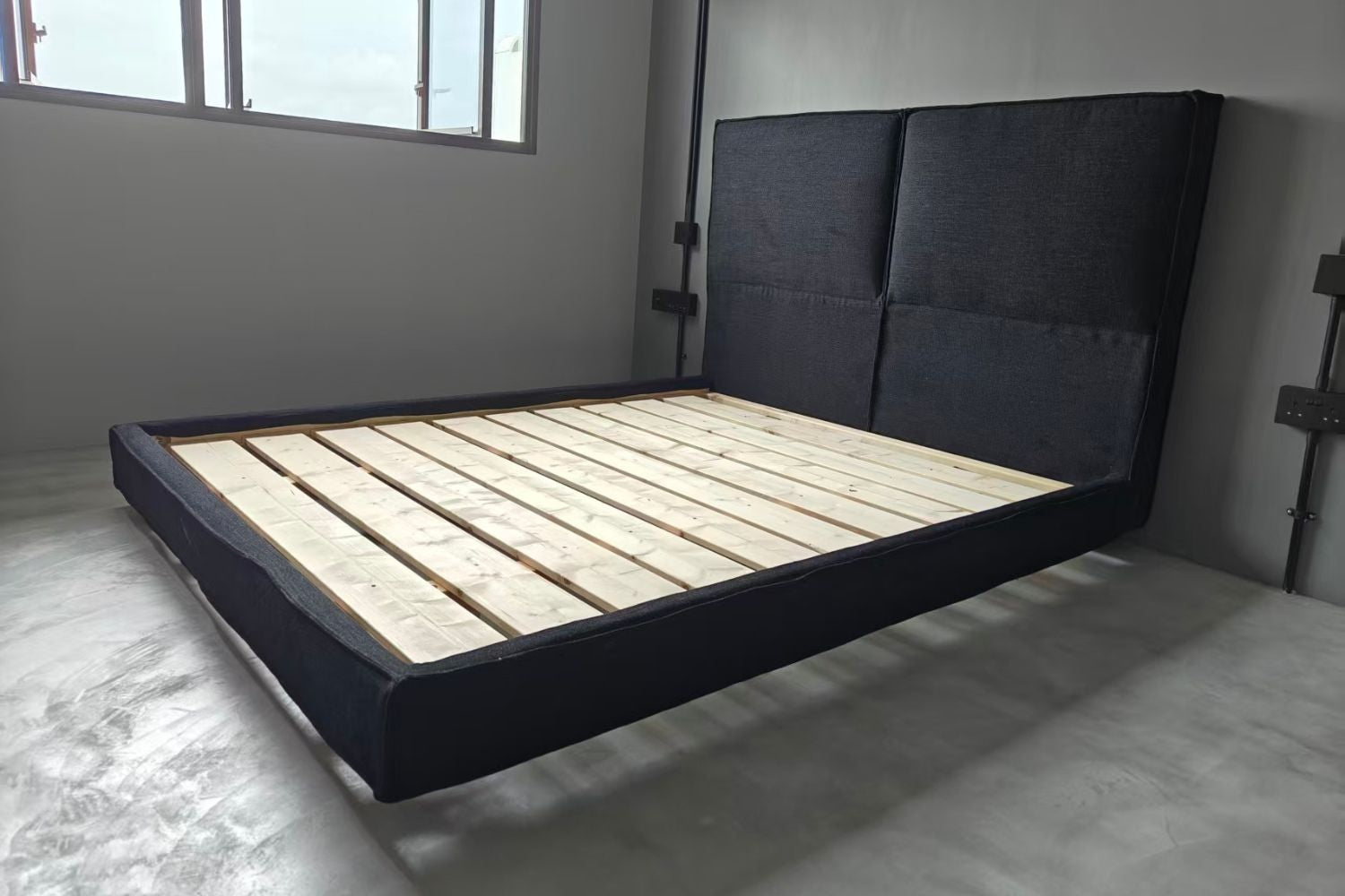 Cubix king size black fabric bed frame Darren | Dec 25