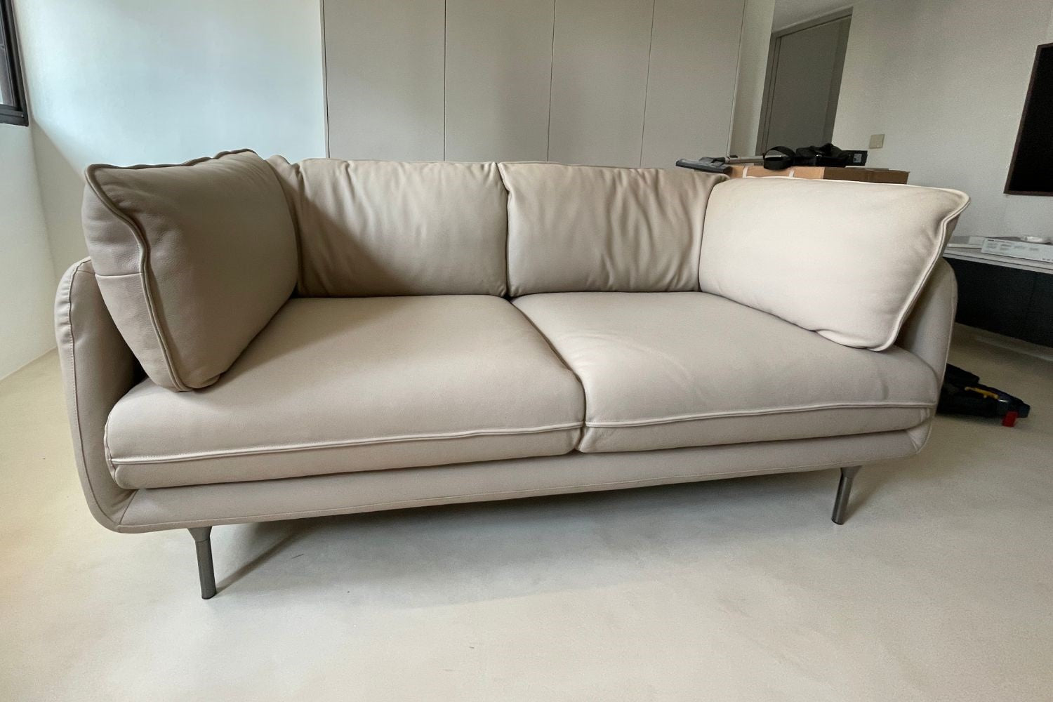 Cuddle 180cm Beige Half Leather Sofa