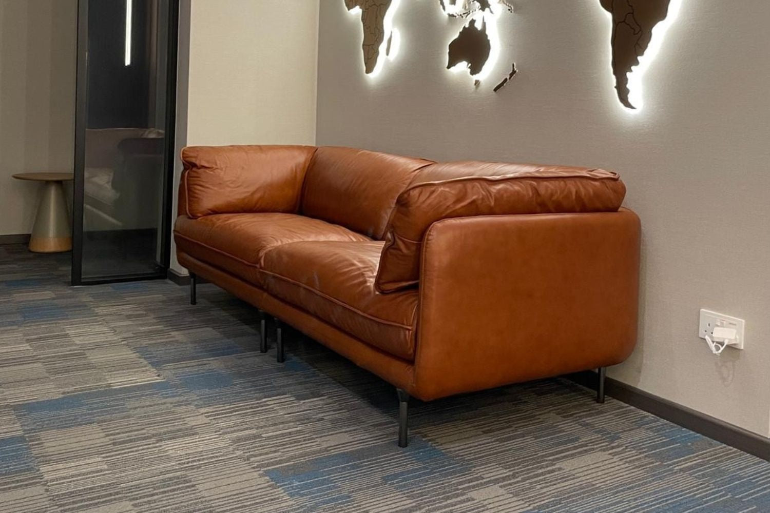 Cuddle 3 seater brown full leather sofa