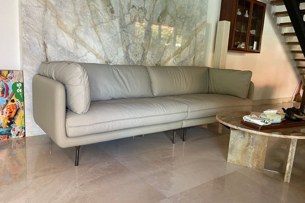 Cuddle 260cm Light Grey (Brady 02) Half Leather Sofa Michelle | Apr 24