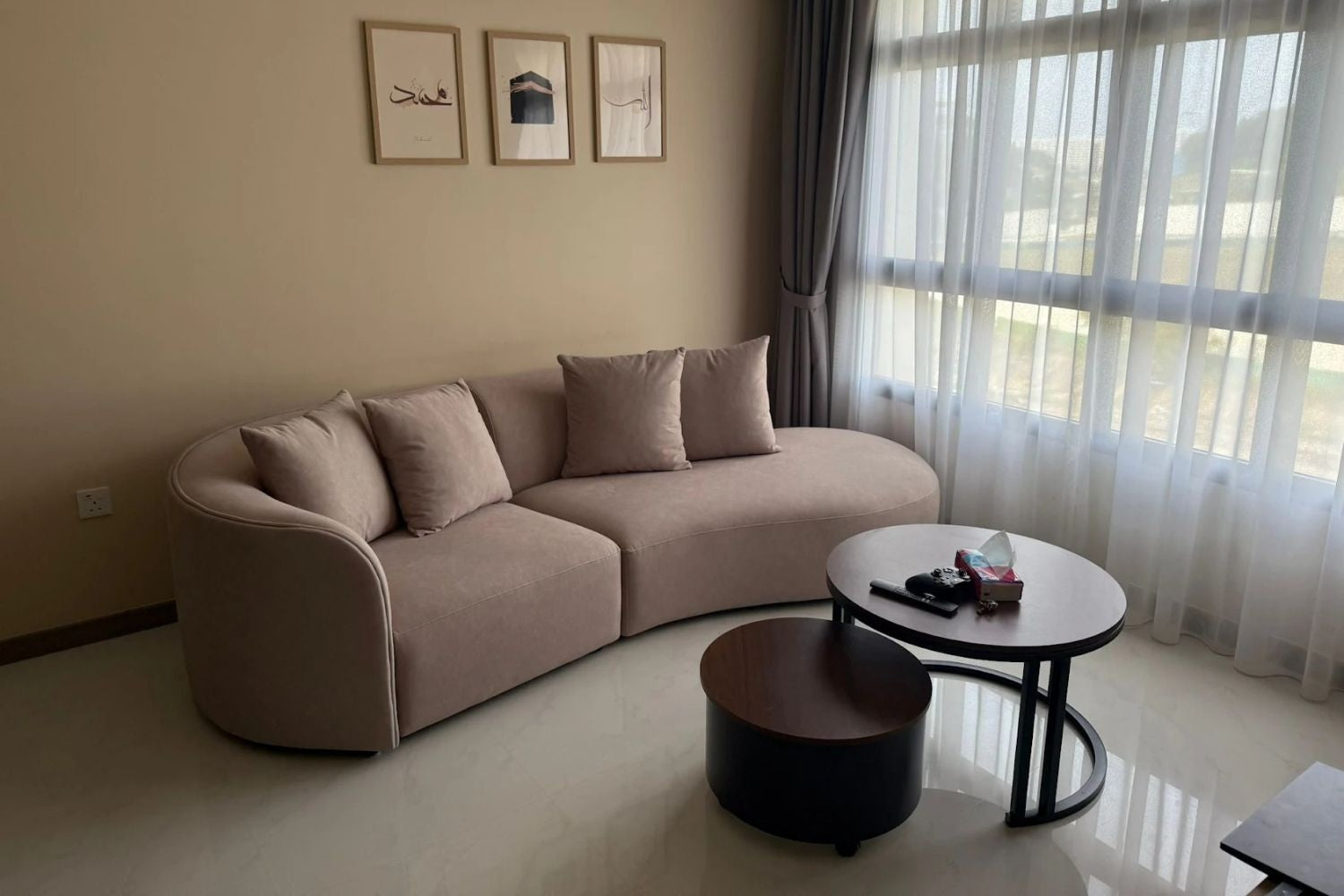 Cynthia 260cm Brown One Arm Fabric Sofa Noor Azah | Oct 25