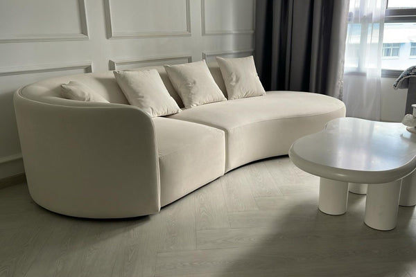 Cynthia 260cm White One Arm Fabric Sofa Amillea | Feb 25