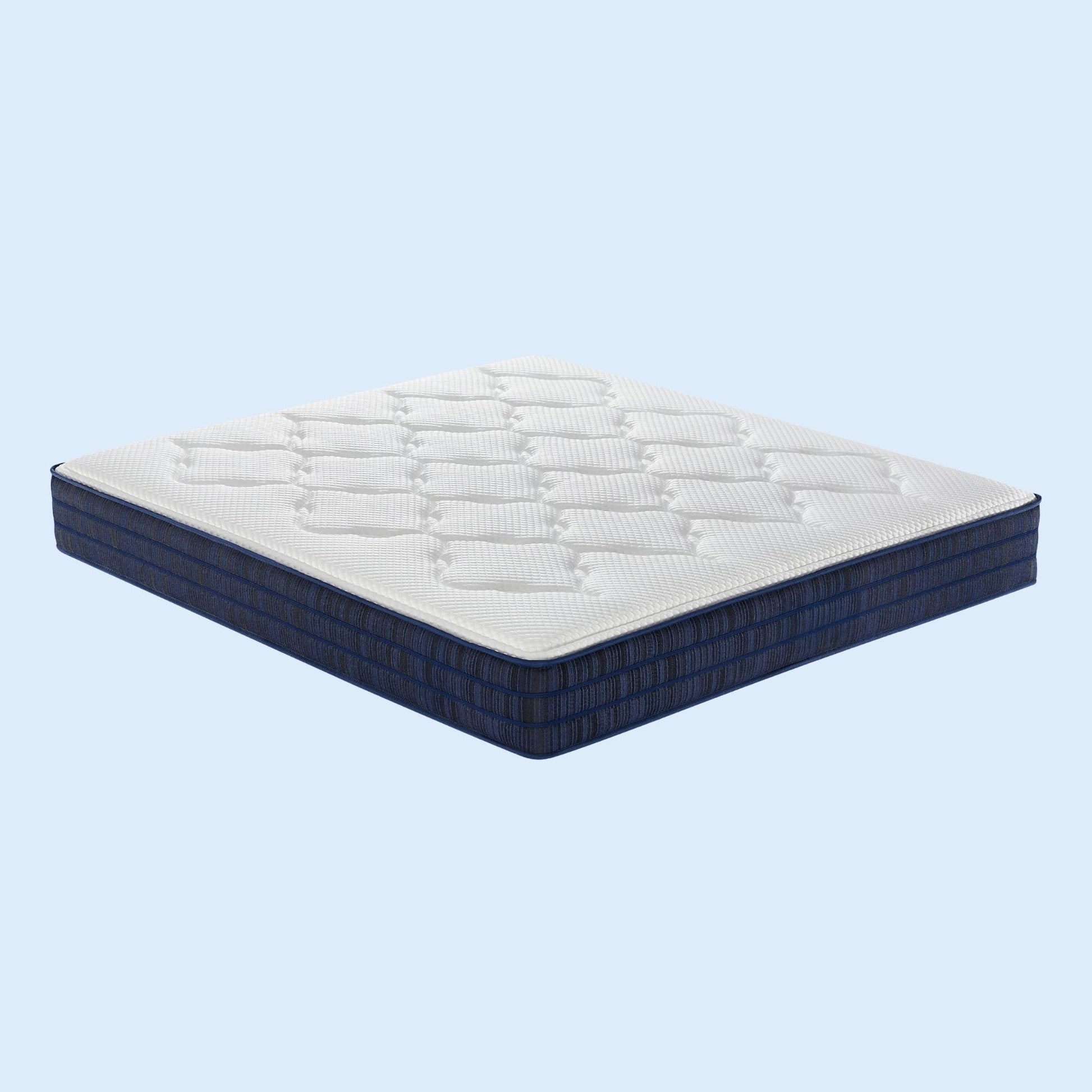 Mattress with a blue base on a light blue background