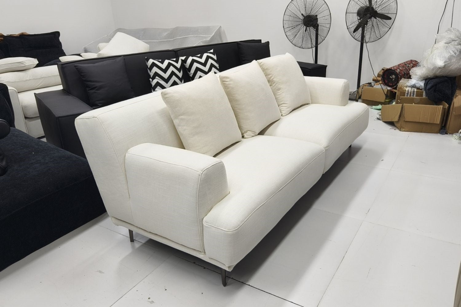 Crystal 210cm White Fabric Sofa Lower Seat Depth Annie | Apr 24