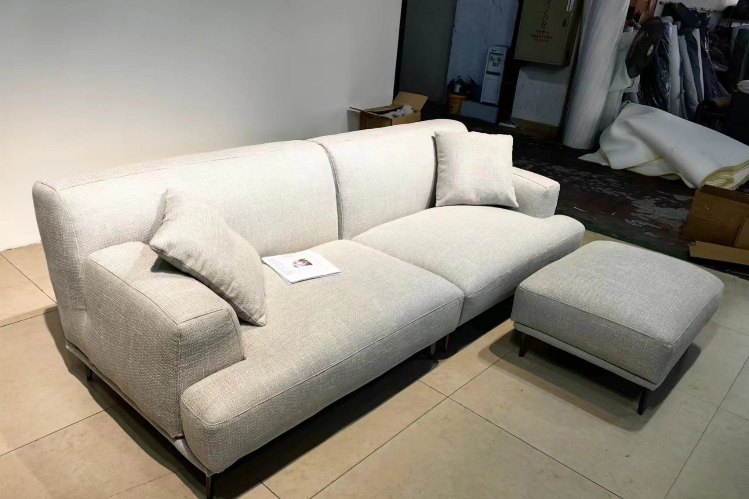 Crystal 240cm grey (Reda-90) fabric sofa + Ottoman Wardah | Jan 24