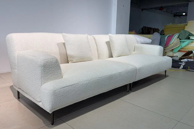 Crystal 260cm White Boucle Fabric Sofa Amira | Jan 24