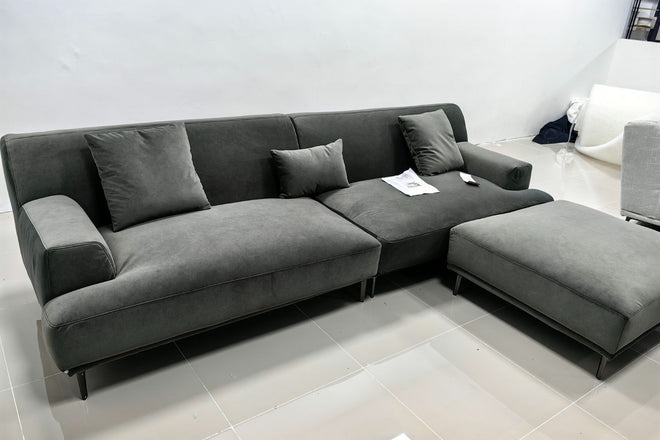 Crystal 280cm Greyish Green (Furla-64) Fabric Sofa Joanne + Ottoman | Mar 24