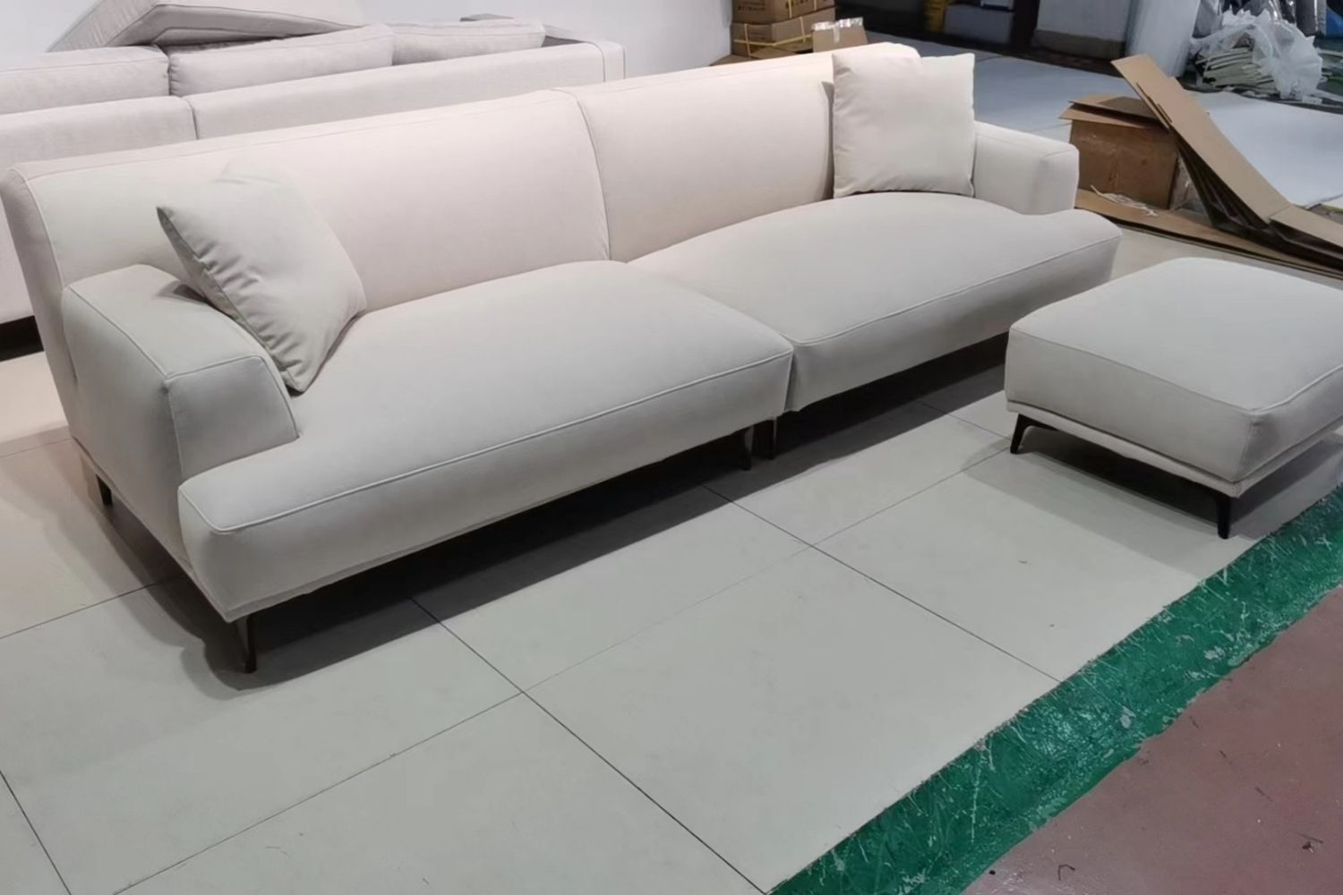 Crystal 280cm White Fabric Sofa + Ottoman | Feb 24