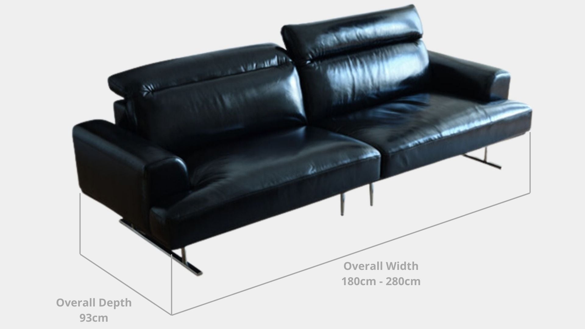 Details the key dimensions in terms of overall width, overall depth and seat width for Charles Half Leather Sofa