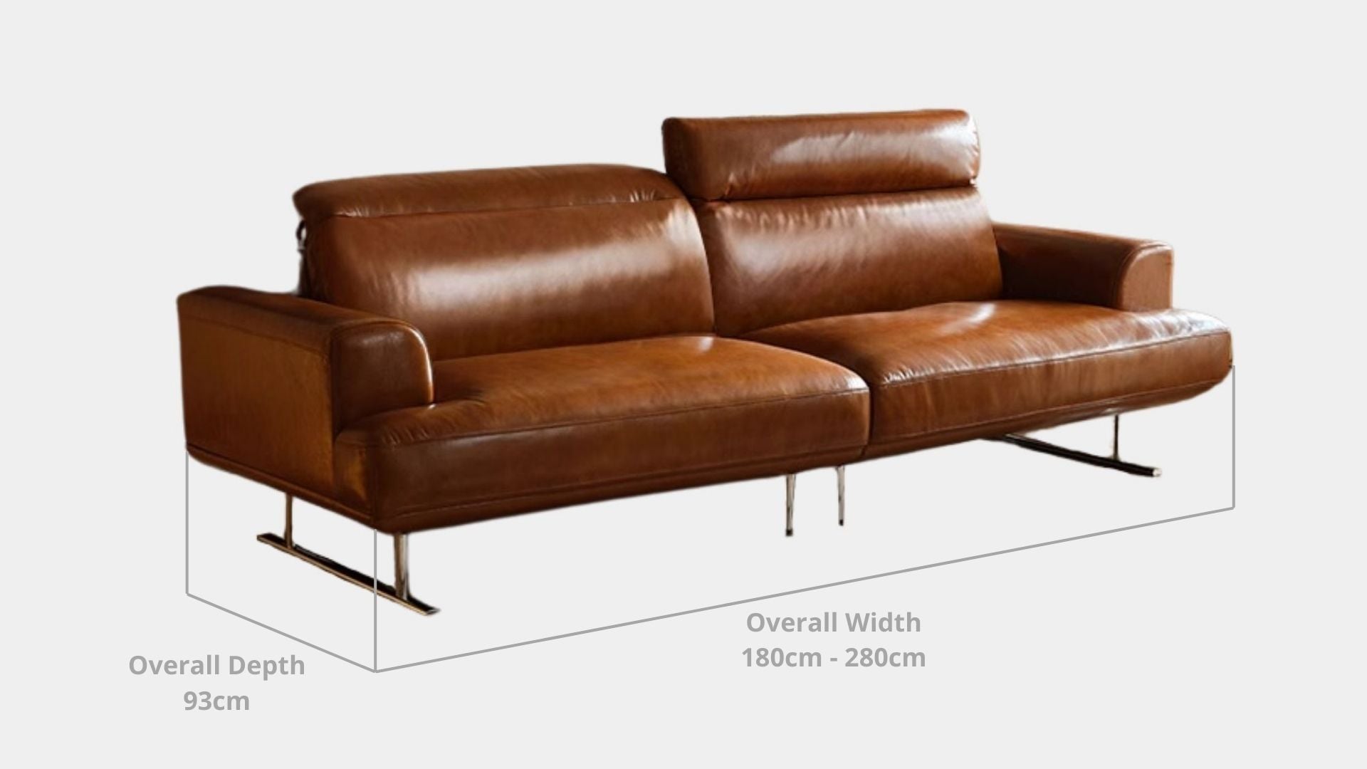 Details the key dimensions in terms of overall width, overall depth and seat width for Charles Half Leather Sofa