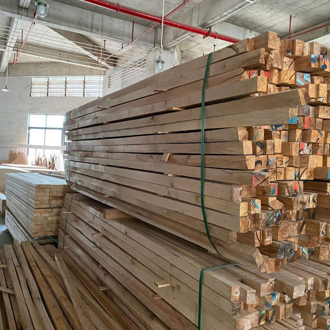 Solid larch wood used for key structural parts of Cozylant sofa frames
