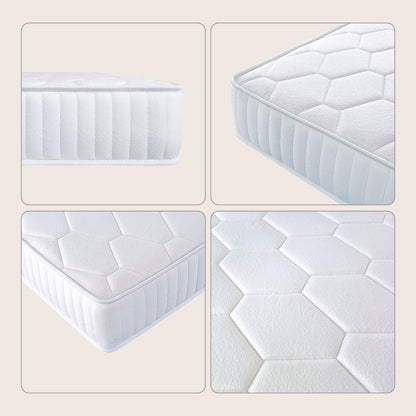Collage of a mattress from different angles on a light beige background