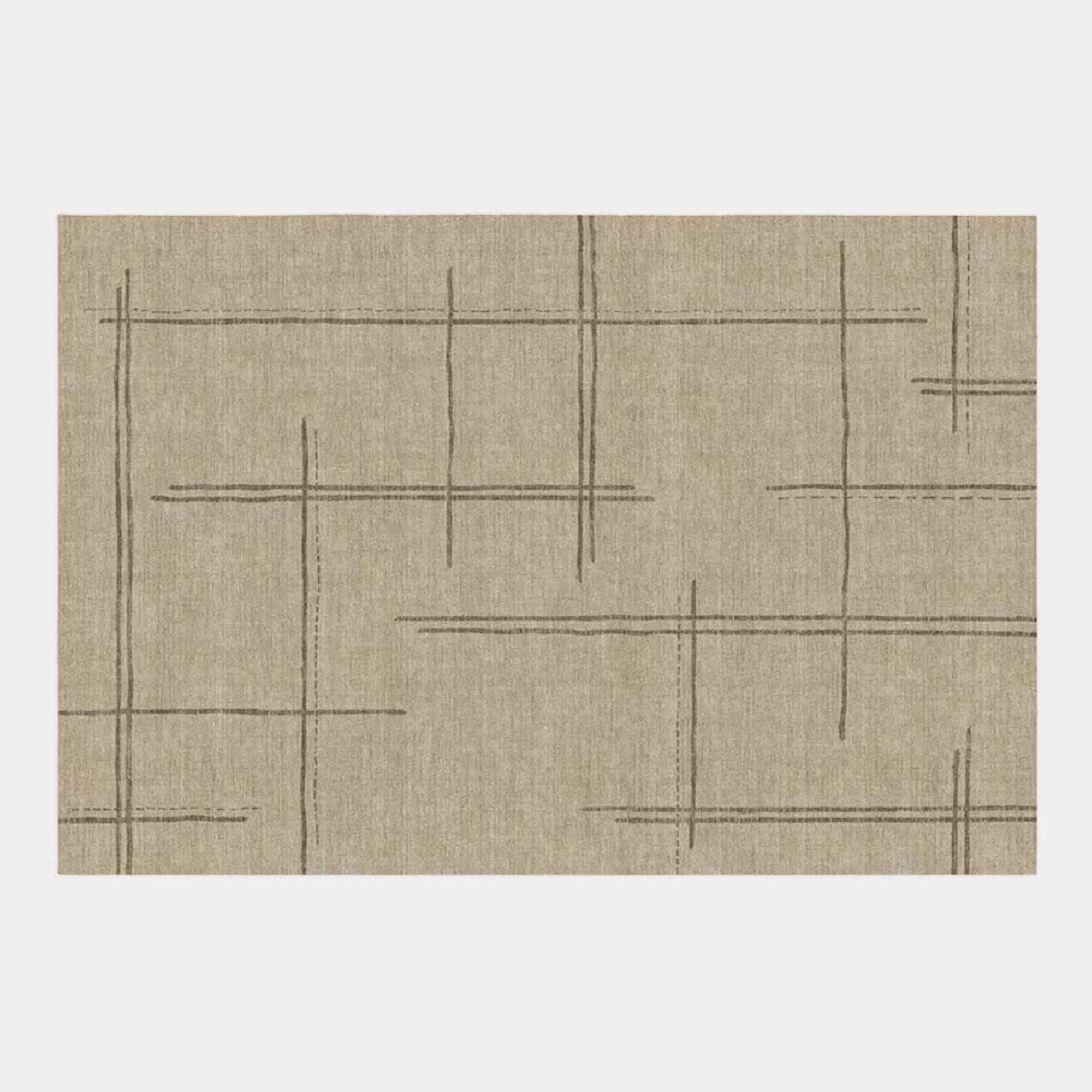 Stripe design brown rug