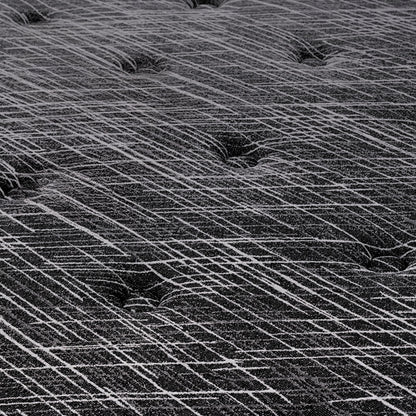 Close-up of a textured black and white patterned surface for mattress