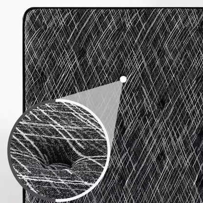 Textured black and white pattern of swan mattress with a close-up detail on a white background