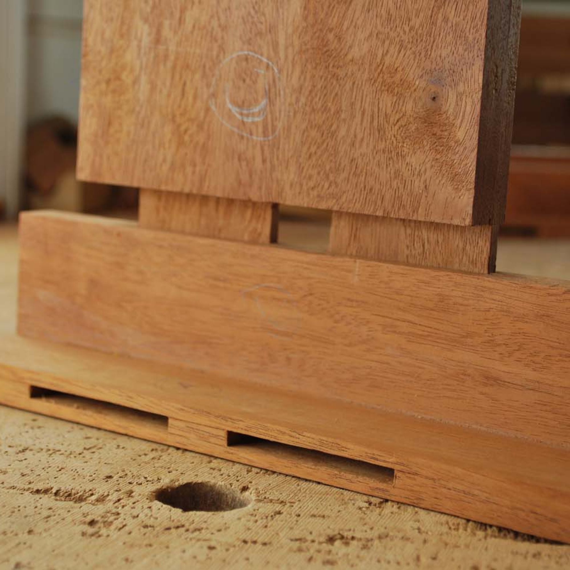 Close up photo of tenon and mortise joint