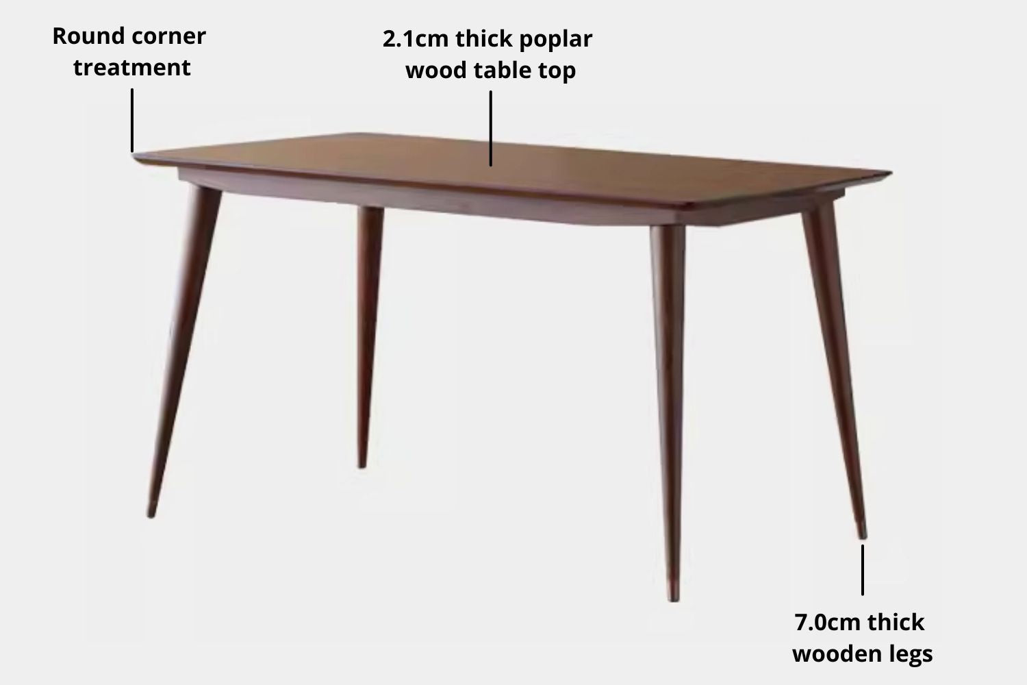 Key features for product for Tate Poplar Wood Dining Table