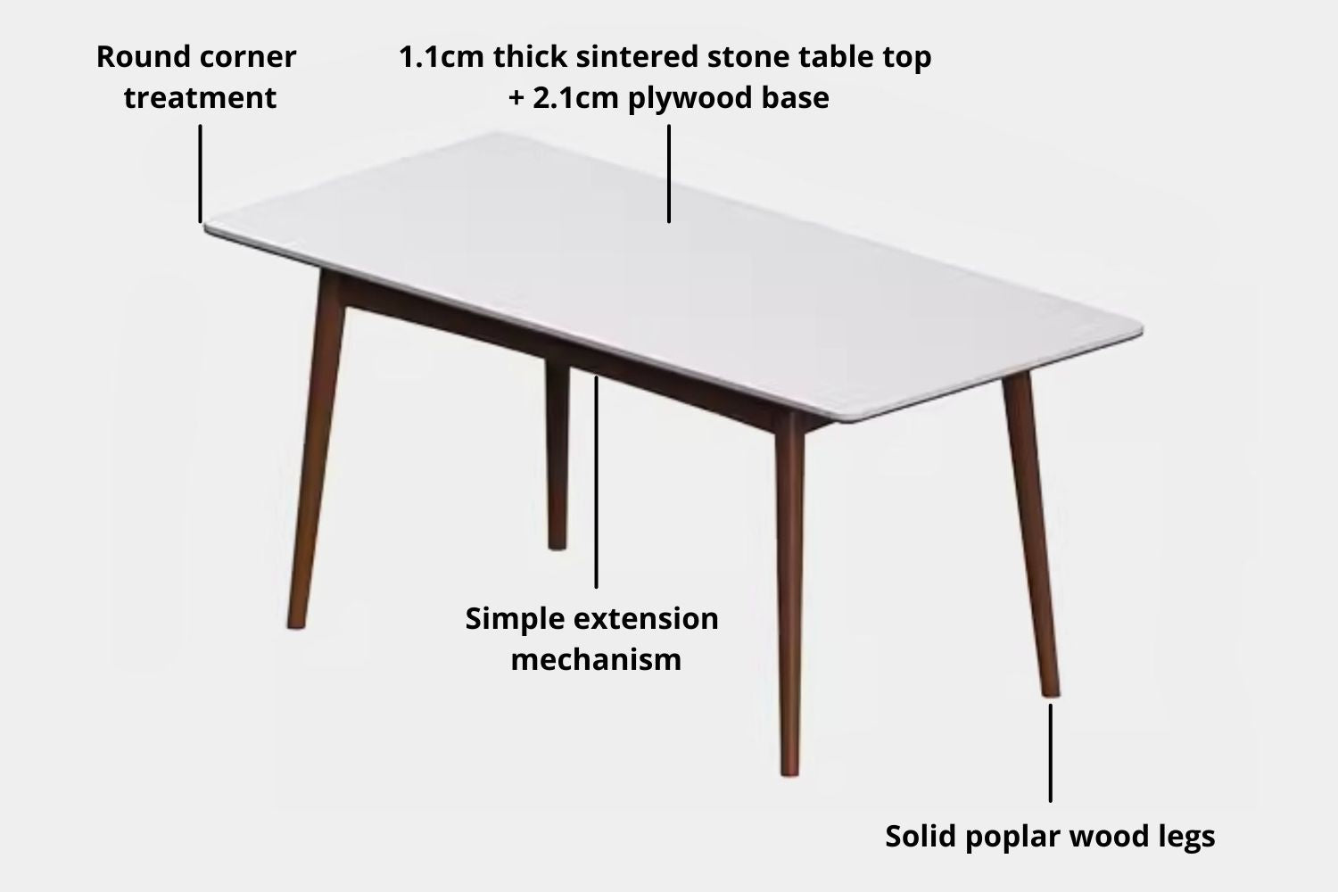 Key features for product for Tyler Extendable Sintered Stone Dining Table