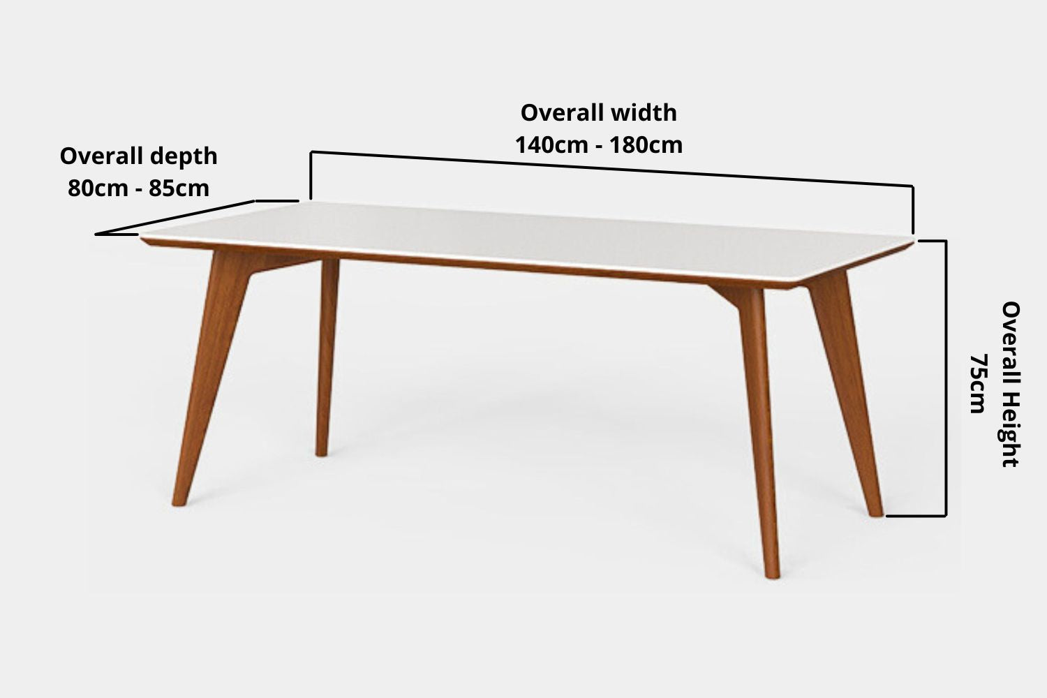 Key product dimensions such as depth, width and height for Trevor Sintered Stone Dining Table