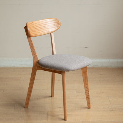 Tank oak wood fabric chair with natural wood finish and grey fabric