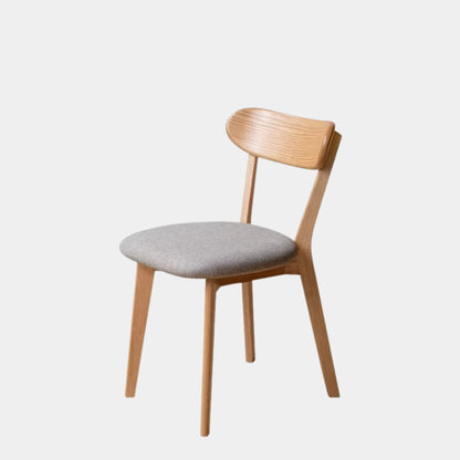 Tank oak wood fabric chair with natural wood finish and grey fabric