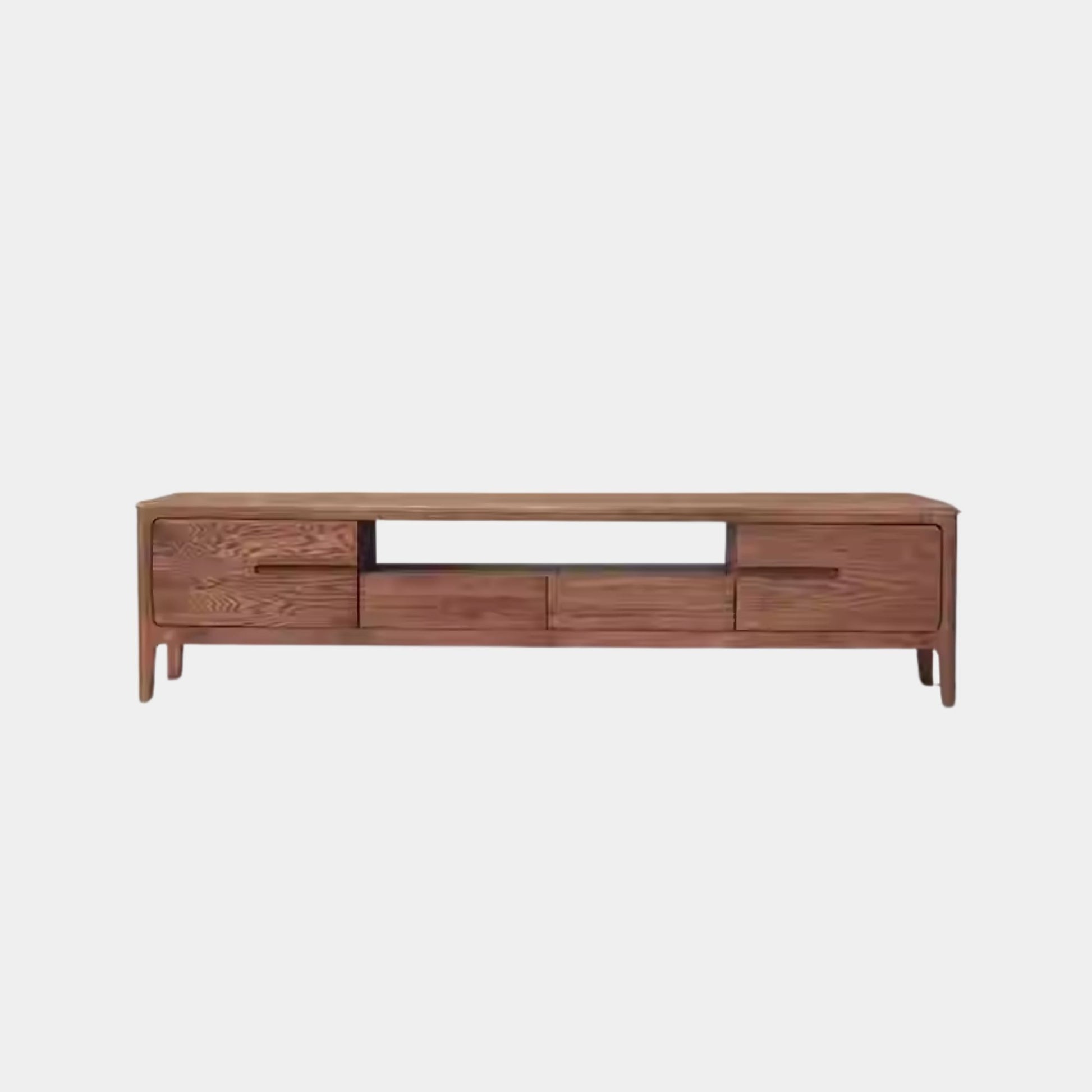 Tank oak wood TV console in walnut wood finish