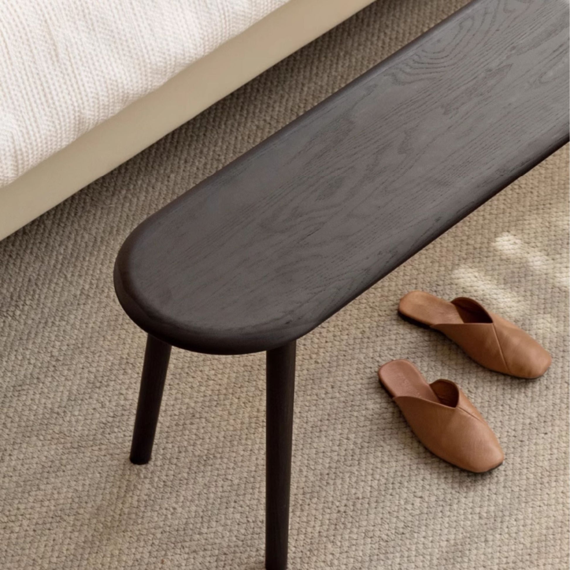 Tanya oak wood bench in black finish